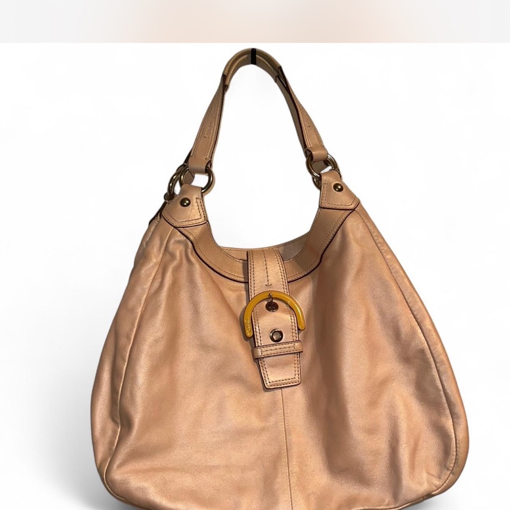 Shimmery Baby Pink Leather Shoulder Bag
